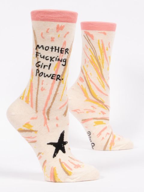 Mother Fucking Girl Power Women's Crew Socks-Apparel > Apparel & Accessories > Clothing > Underwear & Socks-Quinn's Mercantile