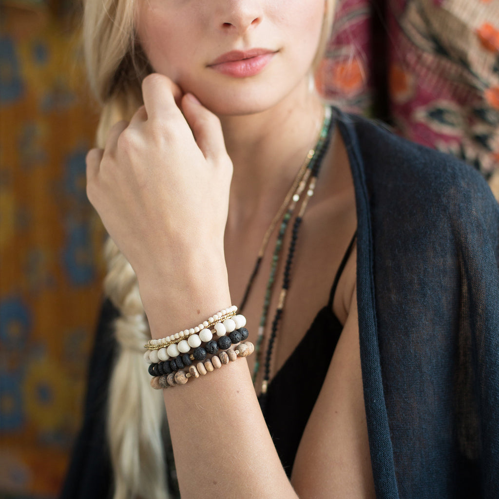 Rose Quartz Stone Stacking Bracelet-Apparel & Accessories > Jewelry > Bracelets-Quinn's Mercantile