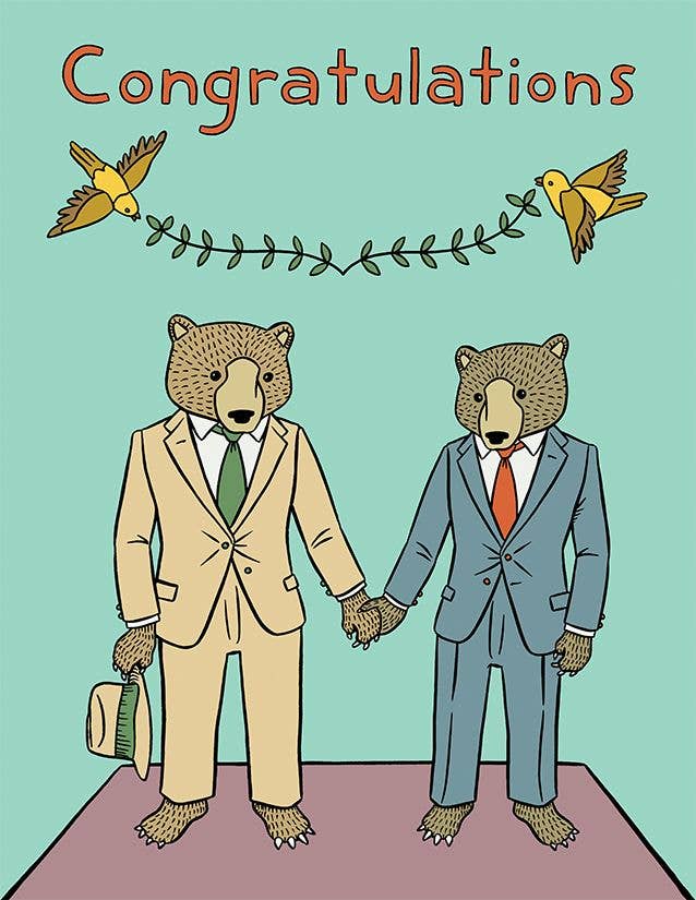 Bears Gay Wedding Card-greeting cards > Arts & Entertainment > Party & Celebration > Gift Giving > Greeting & Note Cards-Quinn's Mercantile