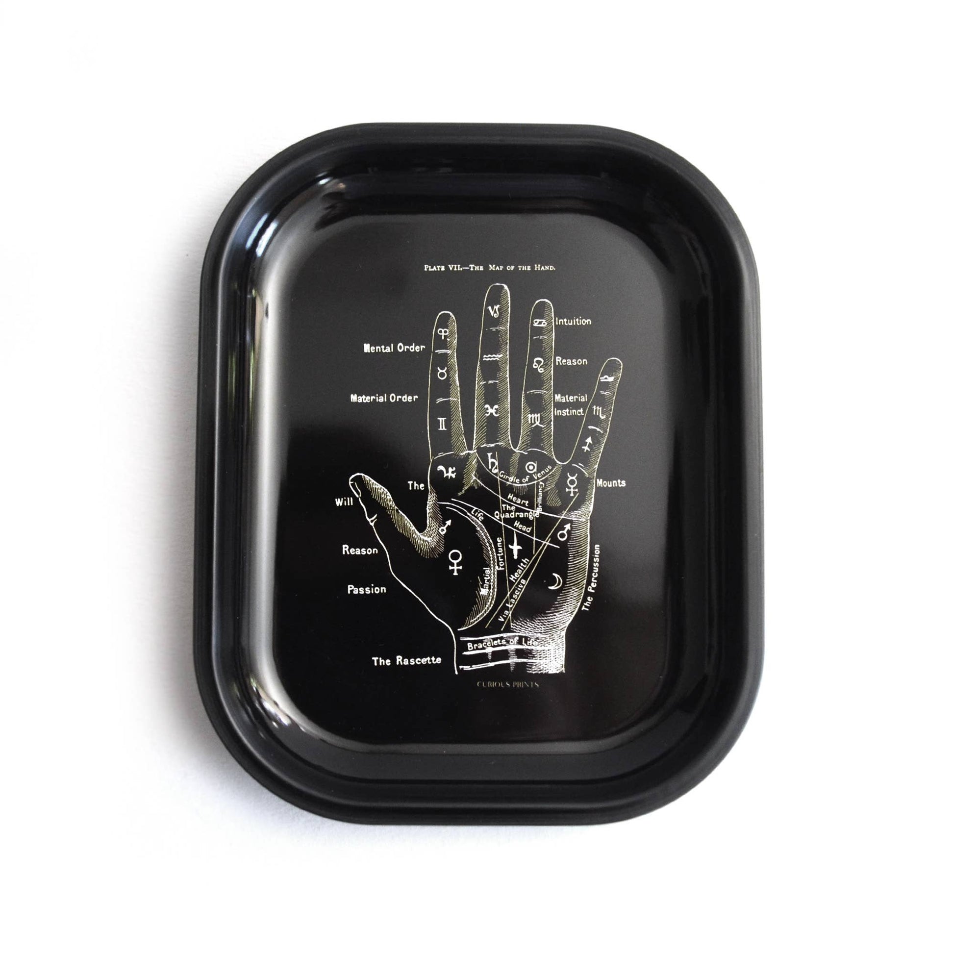 Metal Palmistry Ritual Tray / Palm Reader Print-For the Home > Home & Garden > Decor > Decorative Trays-Quinn's Mercantile