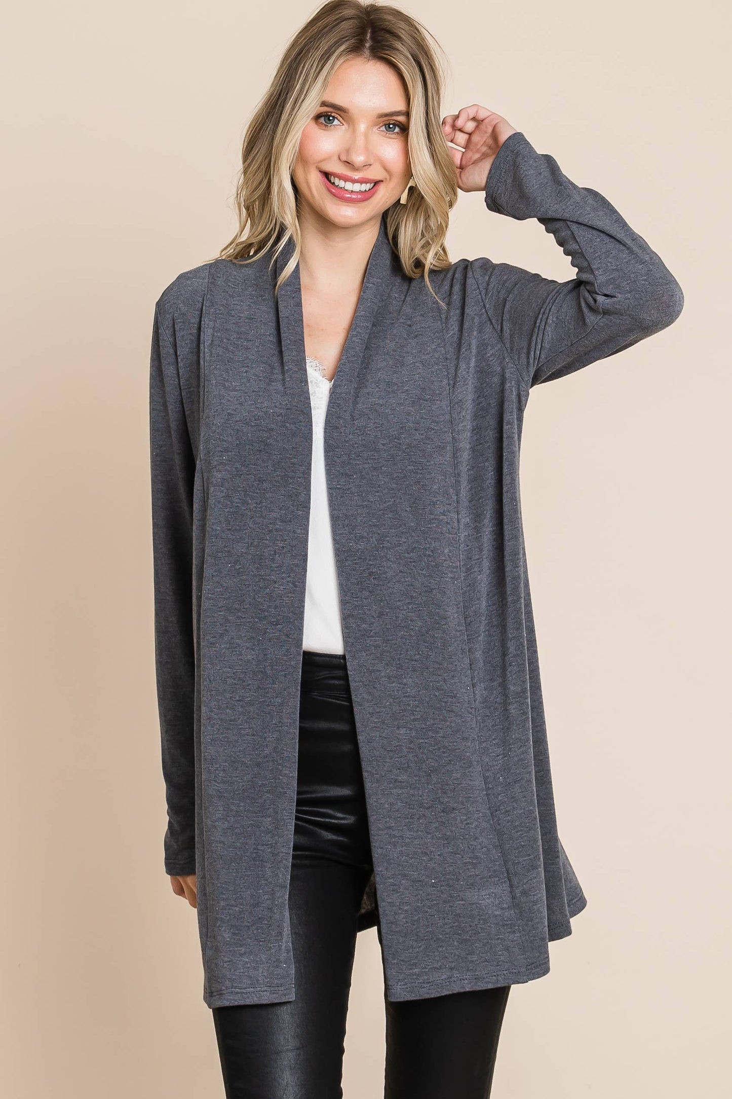 Open Front Cardigan-Apparel & Accessories > Clothing > Shirts & Tops-Quinn's Mercantile
