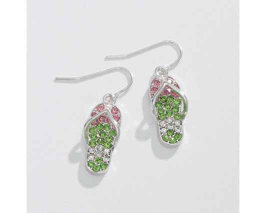 Pink and Green Flip Flop Earrings-Jewelry > Apparel & Accessories > Jewelry > Earrings-Quinn's Mercantile