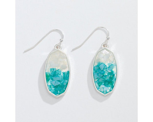 Turquoise and White Oval Earrings-Jewelry > Apparel & Accessories > Jewelry > Earrings-Quinn's Mercantile