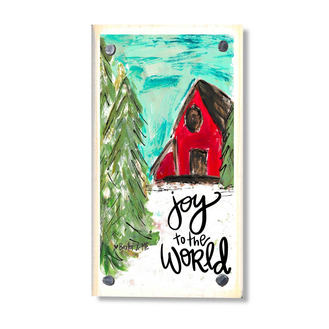 Joy to the World Barn Happy Block-For the Home > Home & Garden > Decor > Artwork-Quinn's Mercantile