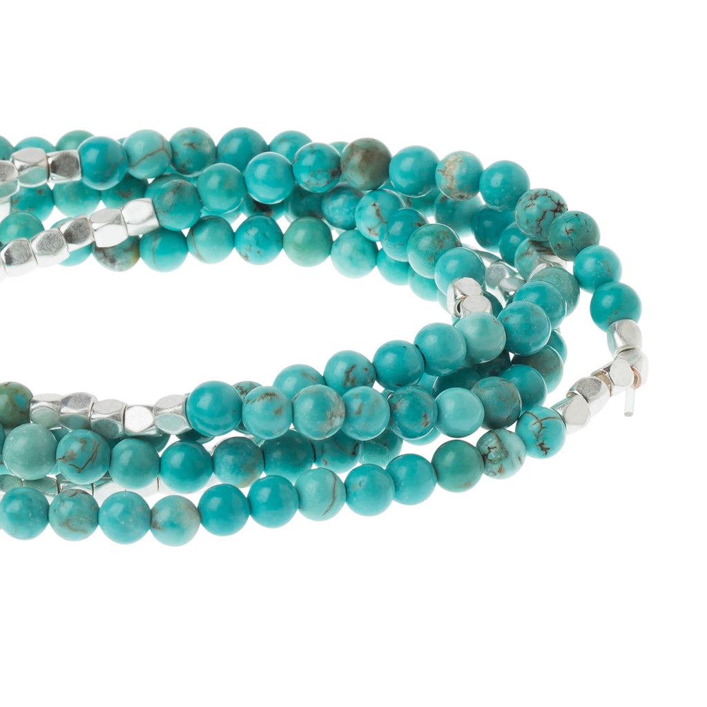 Turquoise Silver Stone Wrap Bracelet-Apparel & Accessories > Jewelry > Bracelets-Quinn's Mercantile