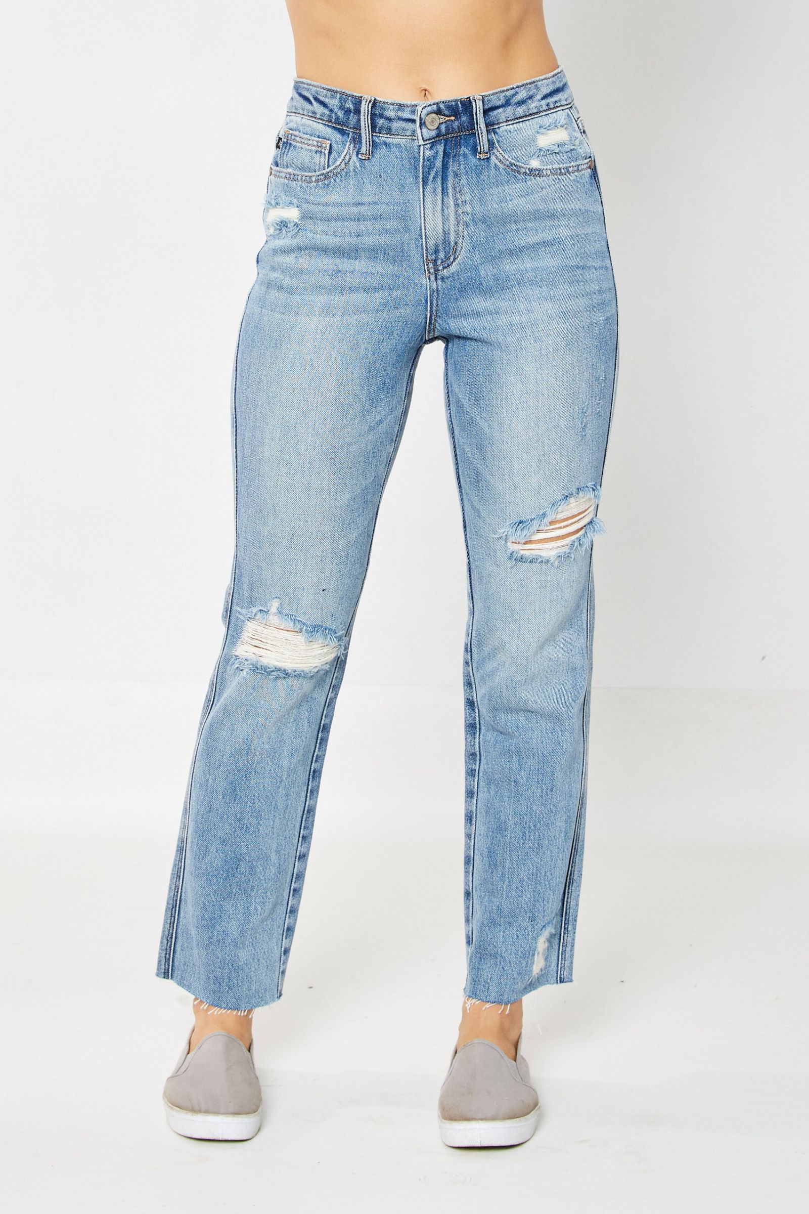High Waist Rigid Magic Destroy Straight Plus Size Jeans-Apparel & Accessories > Clothing > Pants-14-Quinn's Mercantile