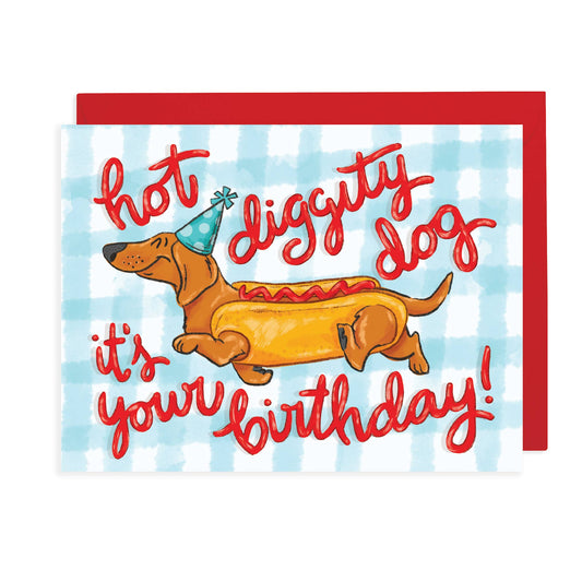 Hot Diggity Dog Birthday Greeting Card-Greeting & Note Cards > Arts & Entertainment > Party & Celebration > Gift Giving > Greeting & Note Cards-Quinn's Mercantile