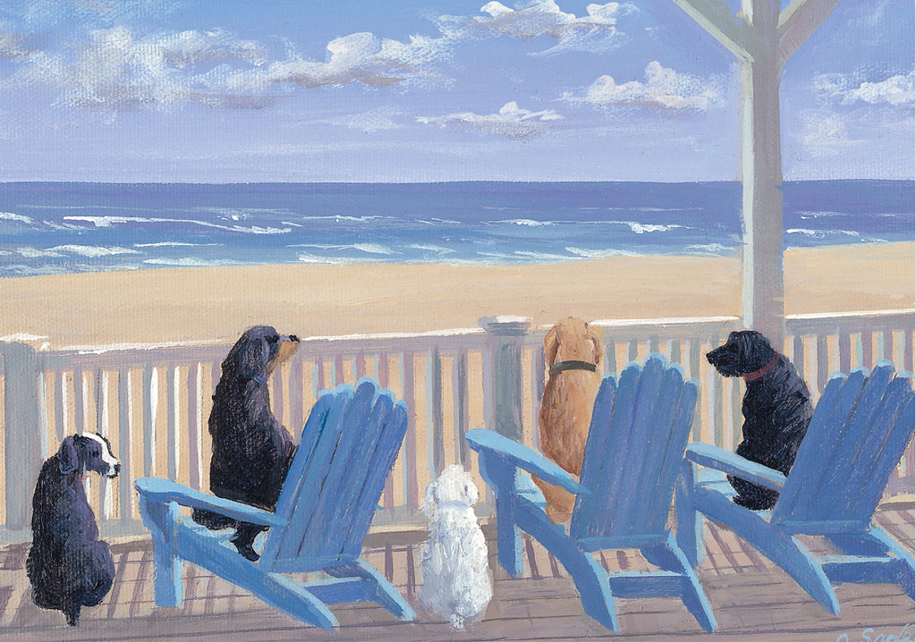 Dogs On Deck Chairs Note Cards-Greeting and Notecards > Gifts > Arts & Entertainment > Party & Celebration > Gift Giving > Greeting & Note Cards-Quinn's Mercantile