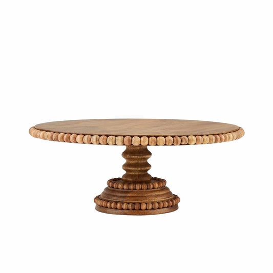 Beaded Wood Cake Stand-Home & Garden > Kitchen & Dining > Tableware > Serveware > Cake Stands-Quinn's Mercantile
