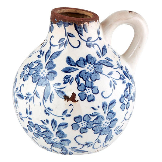 Blue and White Vase with Handle-For the Home > Home & Garden > Decor > Vases-Quinn's Mercantile