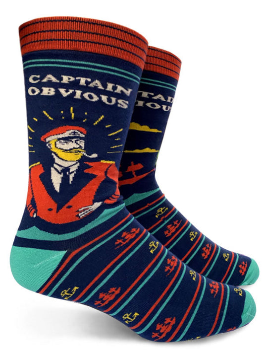 Captain Obvious Men's Crew Socks-Men's Gifts > Apparel & Accessories > Clothing > Underwear & Socks-Quinn's Mercantile