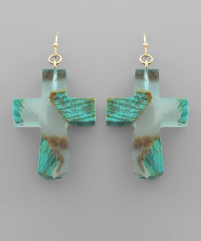 Wood and Acrylic Cross Earrings-Jewelry > Apparel & Accessories > Jewelry > Earrings-Quinn's Mercantile