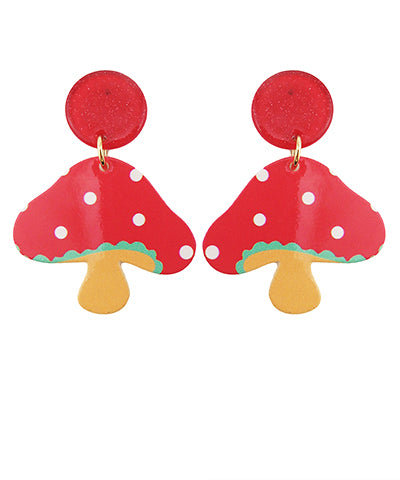 Acrylic Mushroom Earrings-Jewelry > Apparel & Accessories > Jewelry > Earrings-Quinn's Mercantile
