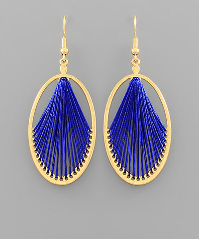 Thread Wrapped Oval Earrings-Jewelry > Apparel & Accessories > Jewelry > Earrings-Quinn's Mercantile