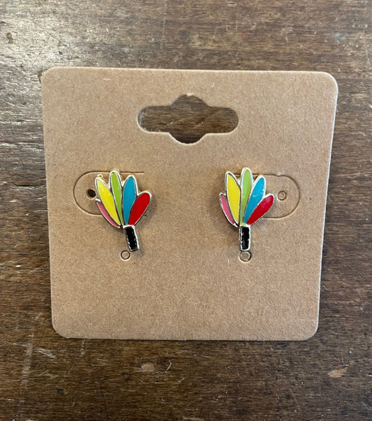 Epoxy Feather Duster Stud Earrings-Jewelry > Apparel & Accessories > Jewelry > Earrings-Quinn's Mercantile
