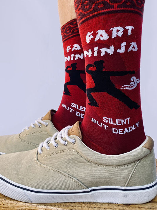 Fart Ninja Men's Crew Socks-Men's Gifts > Apparel & Accessories > Clothing > Underwear & Socks-Quinn's Mercantile