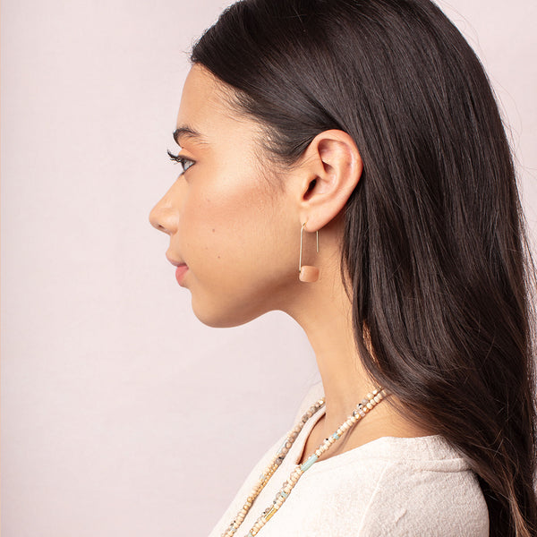 Floating Stone Earring Howlite/Silver-Jewelry > Apparel & Accessories > Jewelry > Earrings-Quinn's Mercantile