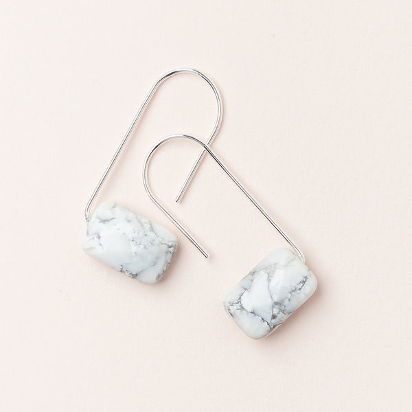Floating Stone Earring Howlite/Silver-Jewelry > Apparel & Accessories > Jewelry > Earrings-Quinn's Mercantile