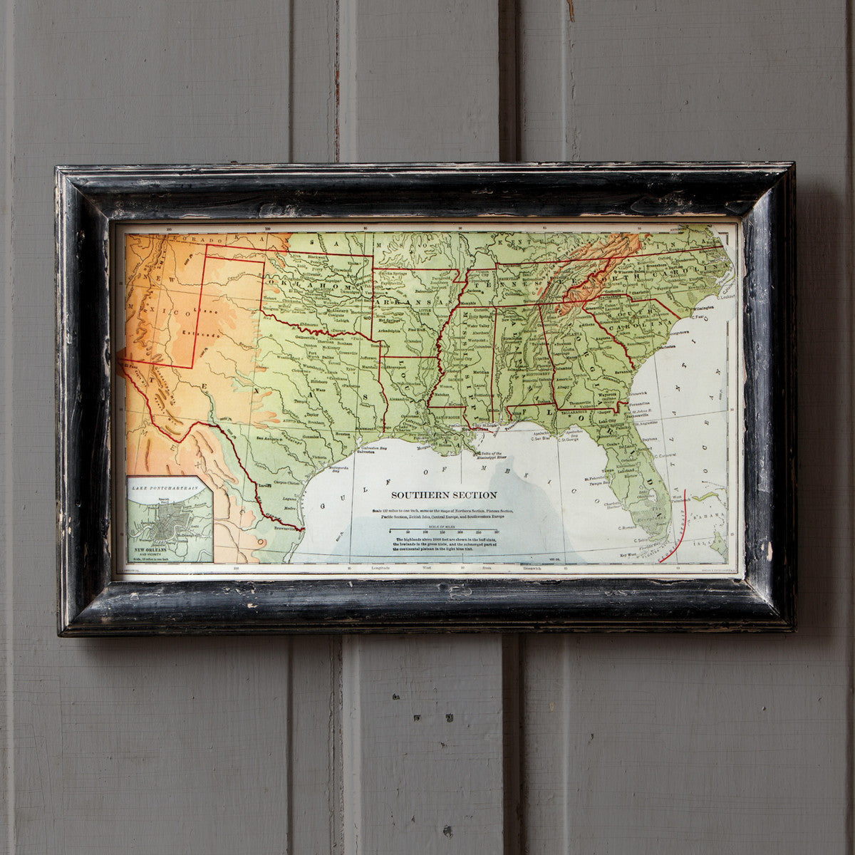 Framed Map of the South-Wall Decor-Quinn's Mercantile