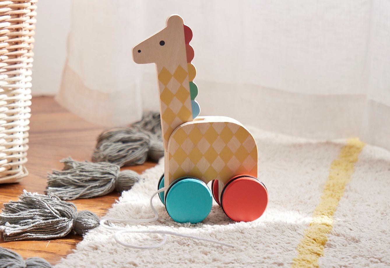 On-the-Go Giraffe Wooden Pull Toy-Baby Boutique > Baby & Toddler > Baby Toys-Quinn's Mercantile