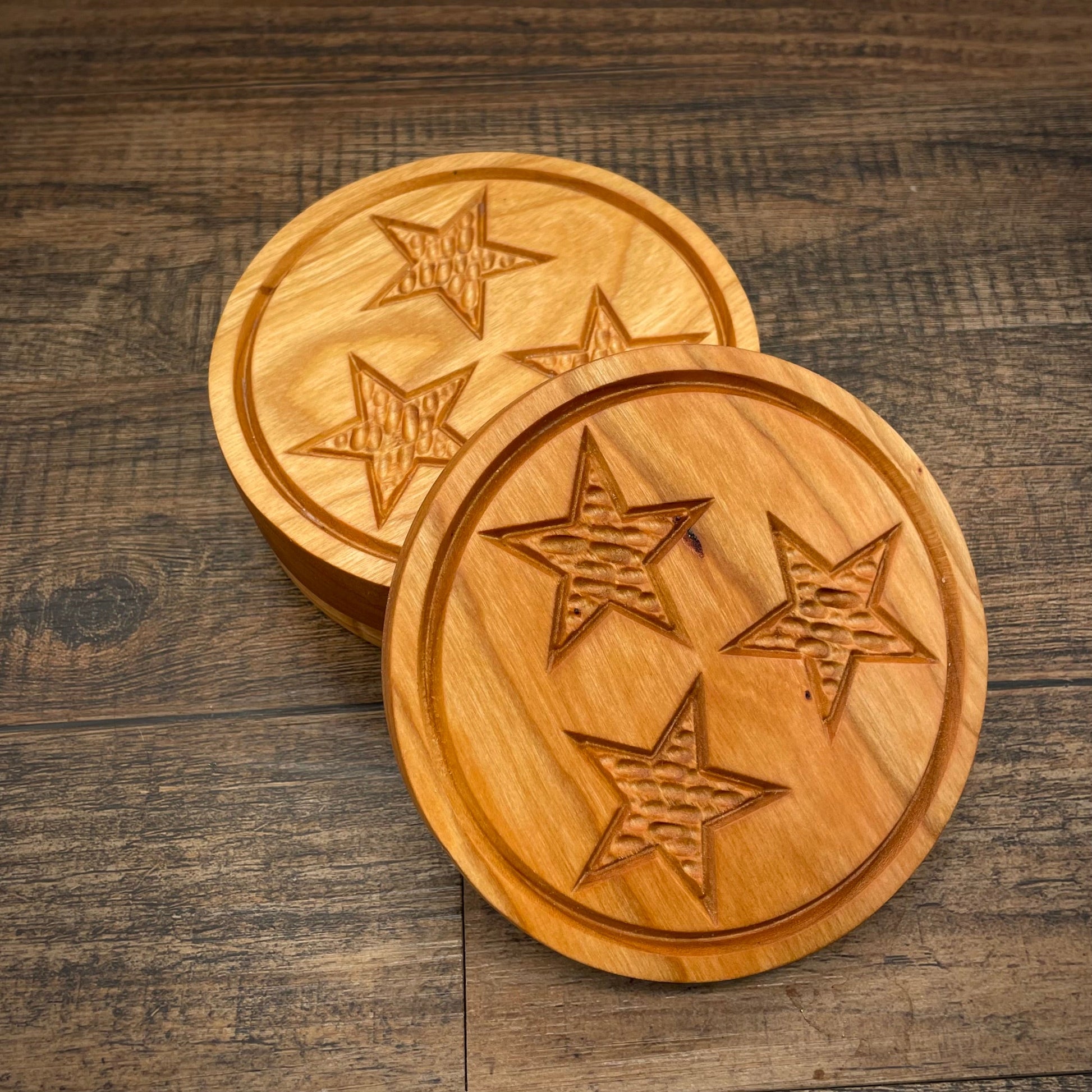 Handcrafted Tennessee Tri Star Coaster Set-handmade > Home & Garden > Kitchen & Dining > Barware > Coasters-Quinn's Mercantile