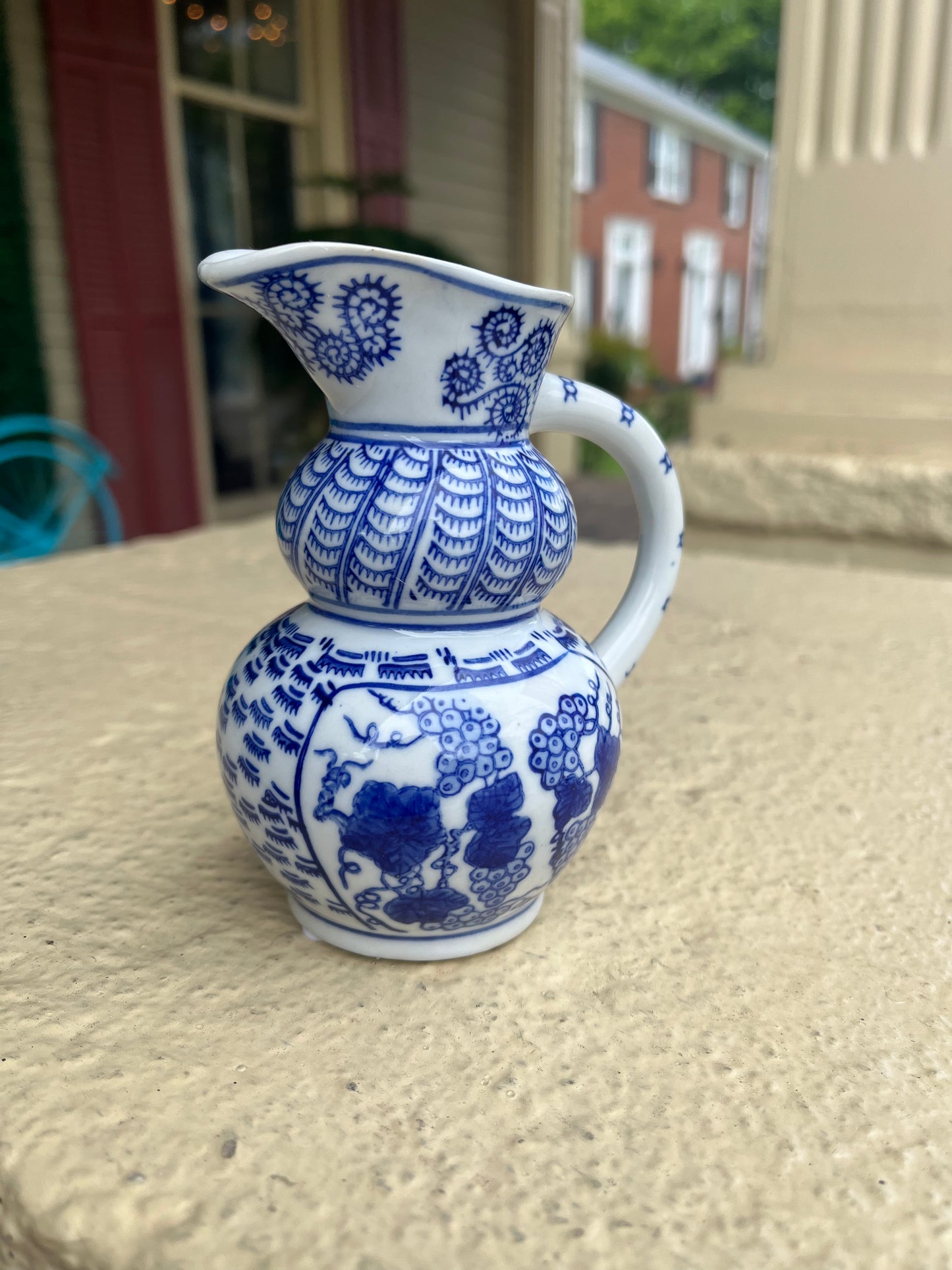 Blue and White Porcelain Pitcher-Home & Garden > Kitchen & Dining > Tableware > Serveware > Serving Pitchers & Carafes-3.5"-Quinn's Mercantile