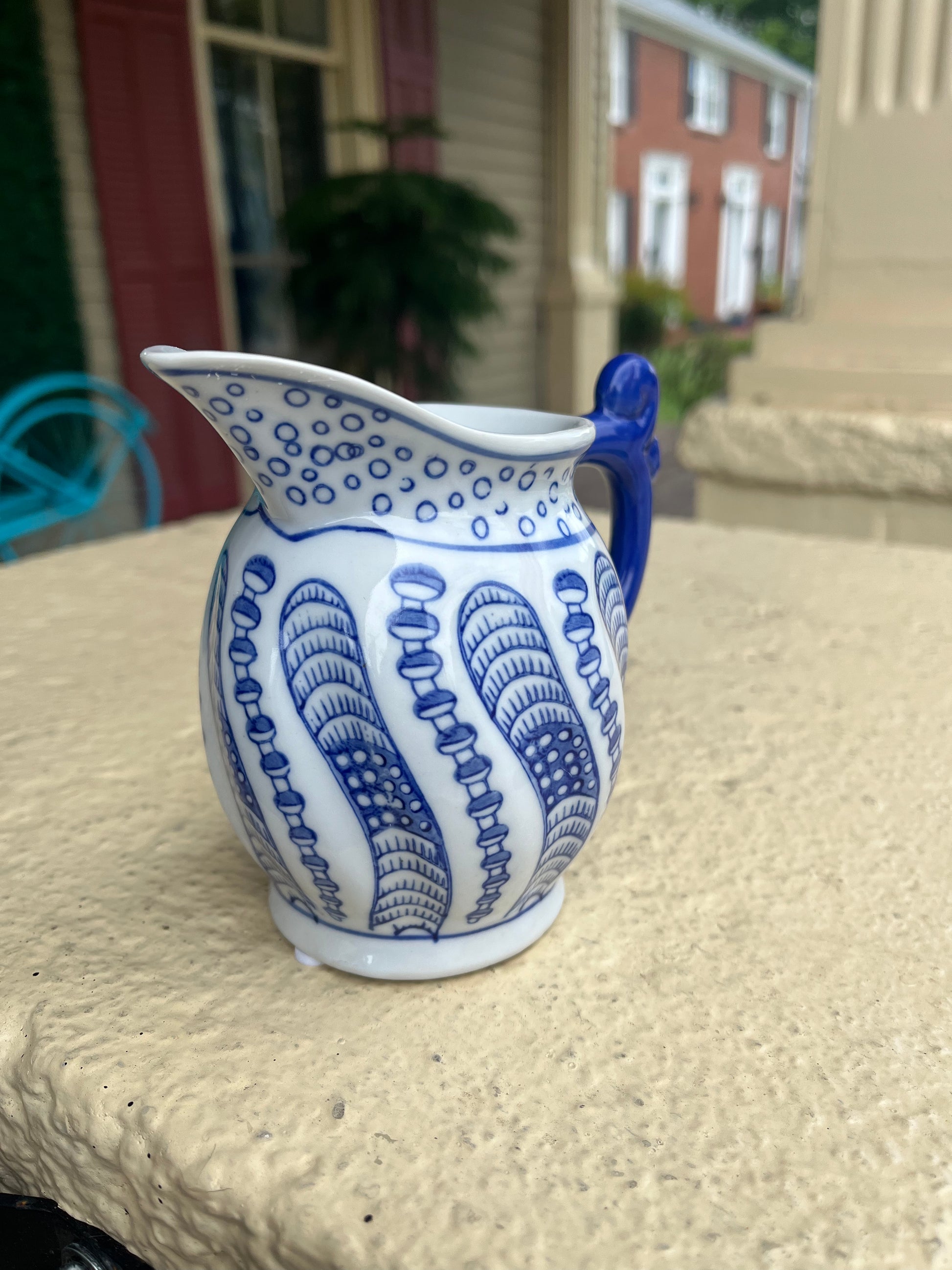 Blue and White Porcelain Pitcher-Home & Garden > Kitchen & Dining > Tableware > Serveware > Serving Pitchers & Carafes-Quinn's Mercantile