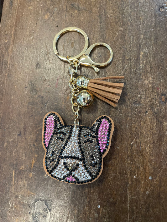 Frenchie Face Puffer Key Chain-apparel & Accessories > Handbag & Wallet Accessories > Keychains-Quinn's Mercantile