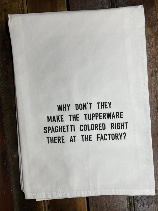 Spaghetti Colored Tupperware Tea Towel