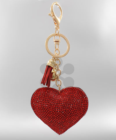 Crystal Puffer Heart Key Chain-Apparel & Accessories > Handbag & Wallet Accessories > Keychains-Quinn's Mercantile