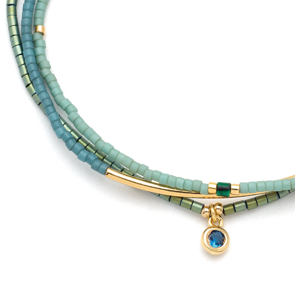 Turquoise Gold Miyuki Bracelet Trio-Apparel & Accessories > Jewelry > Bracelets-Quinn's Mercantile