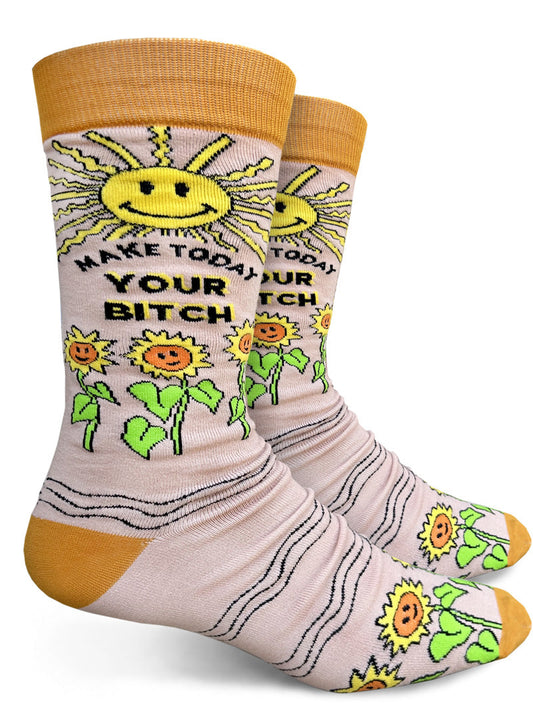 Make Today Your Bitch Men's Crew Socks-Apparel > Apparel & Accessories > Clothing > Underwear & Socks-Quinn's Mercantile