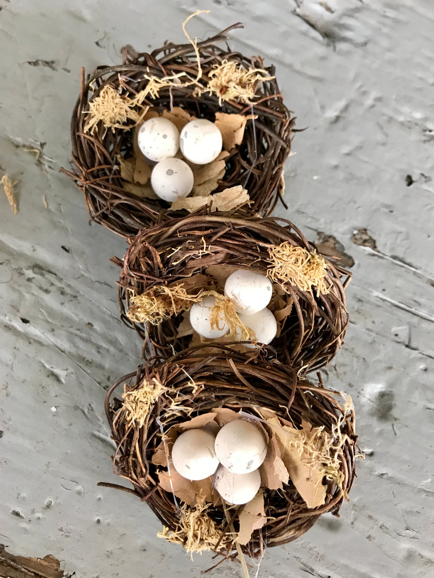 Mini Nest with Eggs-Floral Spring-Three Eggs-Quinn's Mercantile