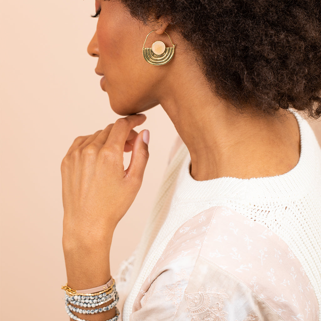 Aqua Terra Silver Stone Orbit Earring-Jewelry > Apparel & Accessories > Jewelry > Earrings-Quinn's Mercantile
