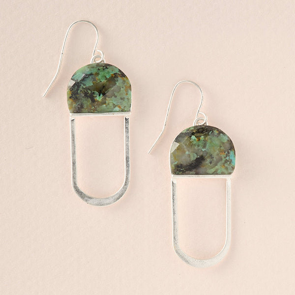 African Turquoise/Silver Modern Stone Chandelier Earring-Jewelry > Apparel & Accessories > Jewelry > Earrings-Quinn's Mercantile