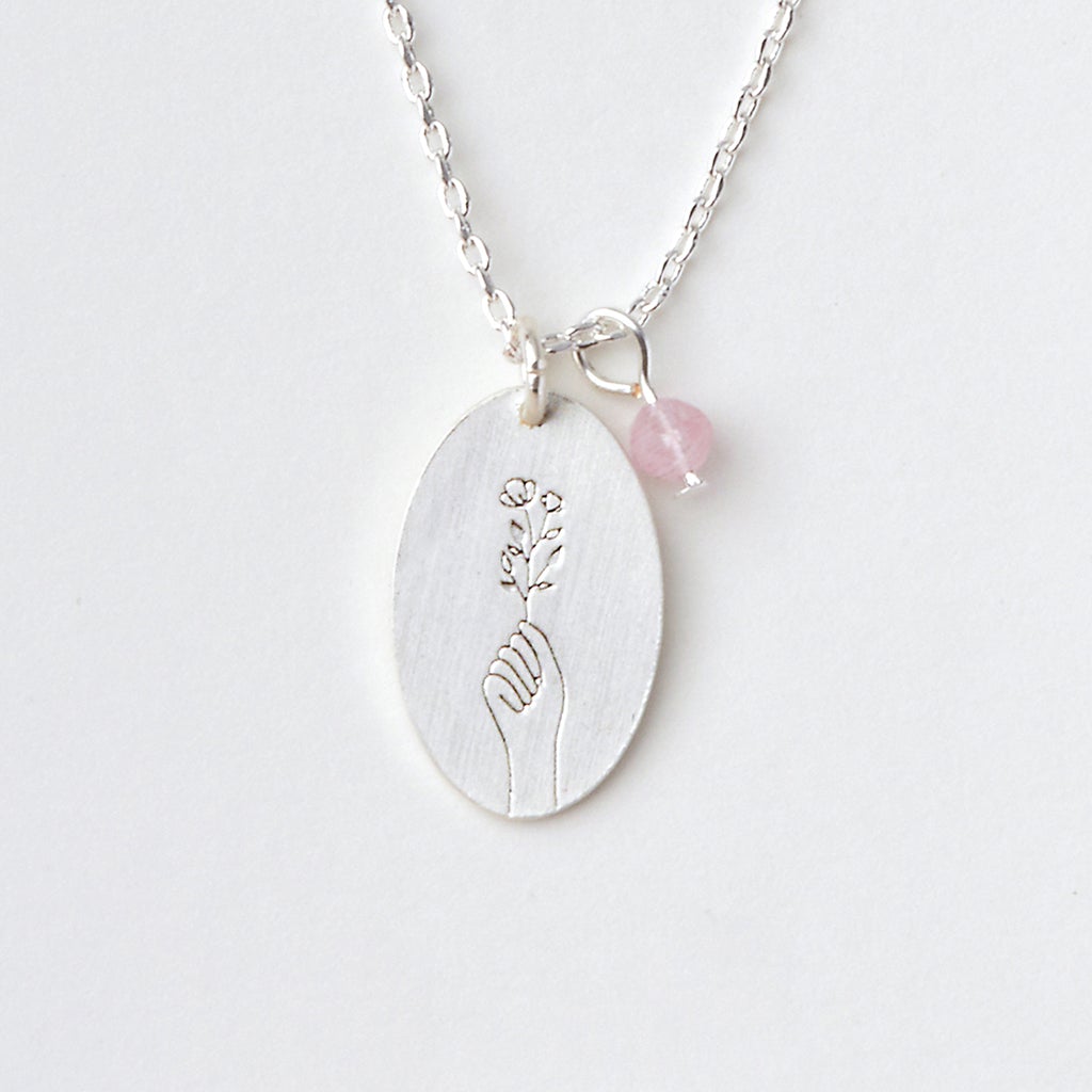 Rose Quartz Silver Intention Charm Necklace-Jewelry > Apparel & Accessories > Jewelry > Necklaces-Quinn's Mercantile