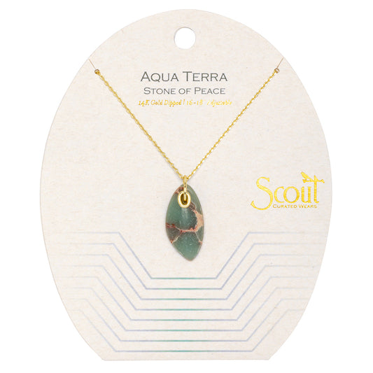 Aqua Terra Gold Organic Stone Necklace-Jewelry > Apparel & Accessories > Jewelry > Necklaces-Quinn's Mercantile