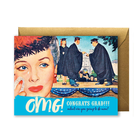 OMG Congrats Grad Greeting Card-Greeting and Notecards > Gifts > Arts & Entertainment > Party & Celebration > Gift Giving > Greeting & Note Cards-Quinn's Mercantile