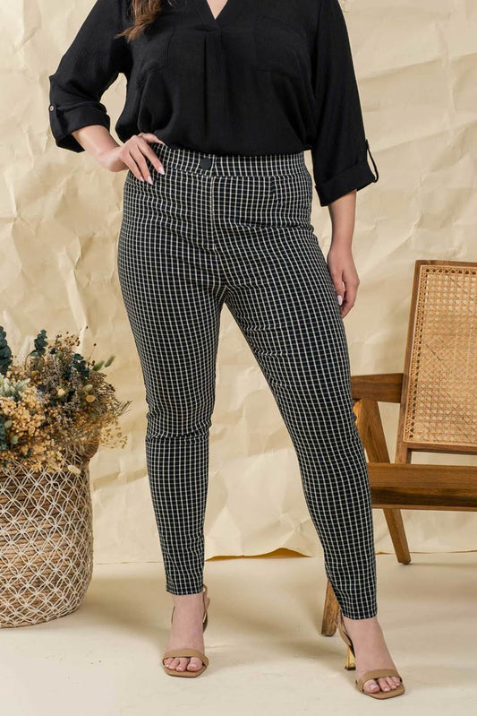 Plus Checkered Straight Leg Pants-Apparel & Accessories > Clothing > Pants-Quinn's Mercantile