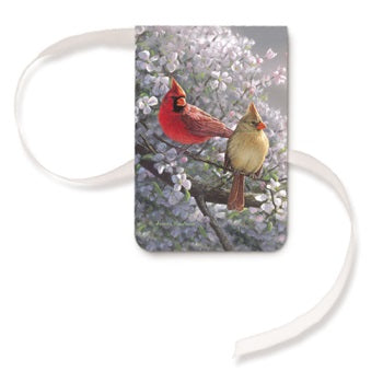 Blushing Cardinals Ribbon Bookmark-Book Accessories > Bookmarks-Quinn's Mercantile