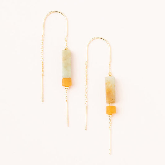 Amazonite Rectangle Stone Thread Earring-Jewelry > Apparel & Accessories > Jewelry > Earrings-Quinn's Mercantile