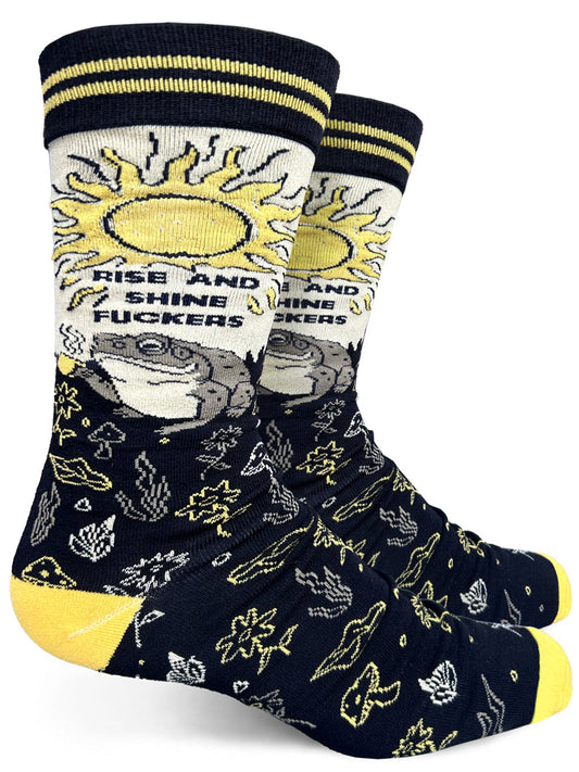 Rise and Shine Fuckers Men's Crew Socks-Men's Gifts > Apparel & Accessories > Clothing > Underwear & Socks > Underwear-Quinn's Mercantile
