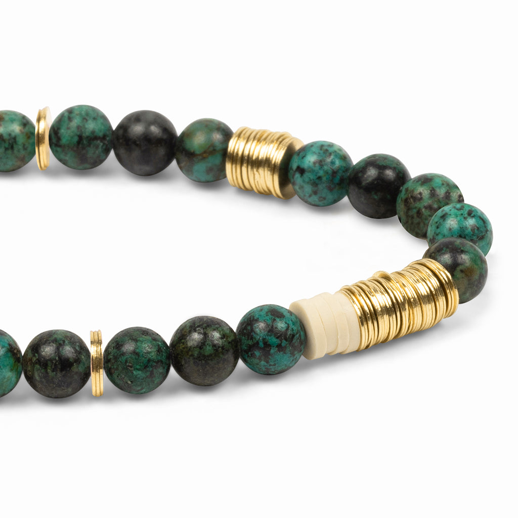 African Turquoise Intermix Stone Stacking Bracelet-Apparel & Accessories > Jewelry > Bracelets-Quinn's Mercantile