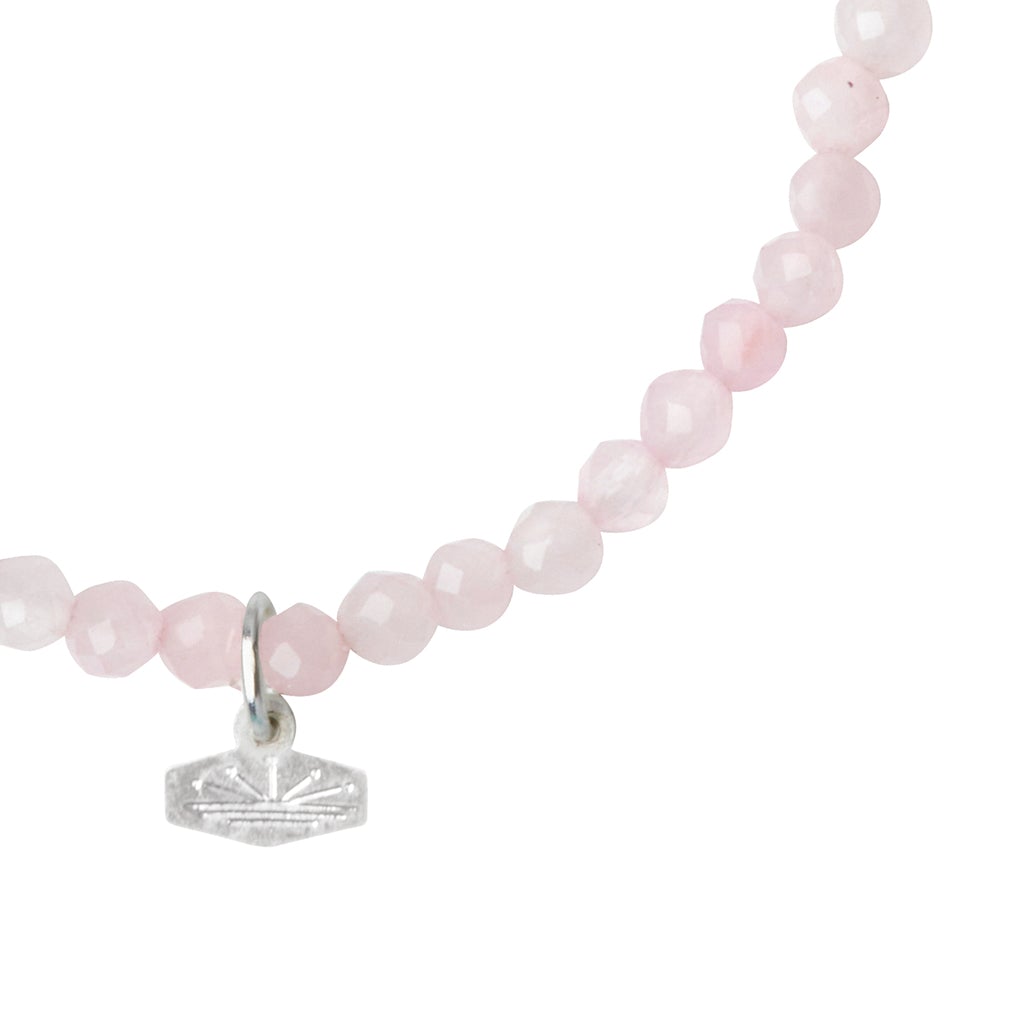 Rose Quartz Silver Mini Faceted Stone Stacking Bracelet-Apparel & Accessories > Jewelry > Bracelets-Quinn's Mercantile