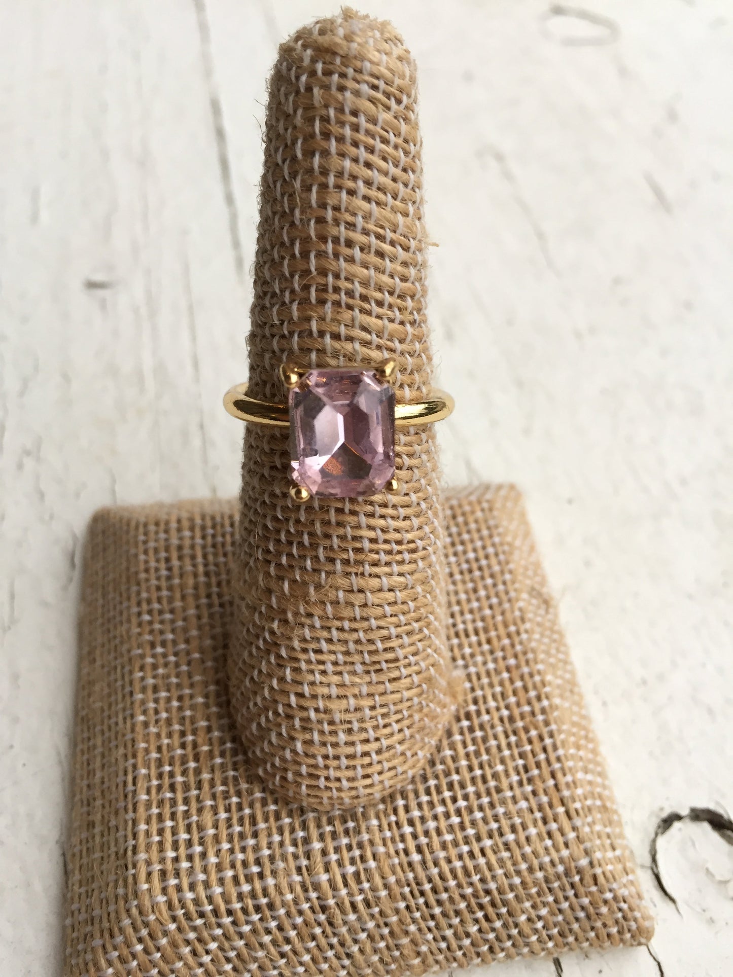 Sparkle Rings-Jewelry-Pink Emerald Cut size 7-Quinn's Mercantile