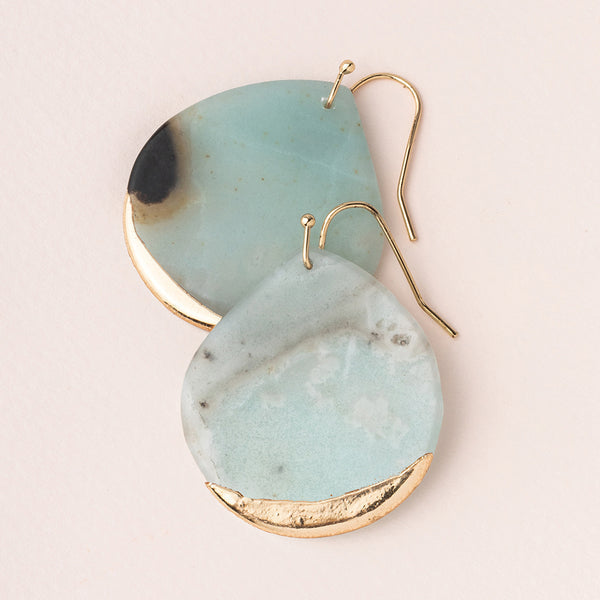 Amazonite Gold Stone Dipped Teardrop Earring-Jewelry > Apparel & Accessories > Jewelry > Earrings-Quinn's Mercantile