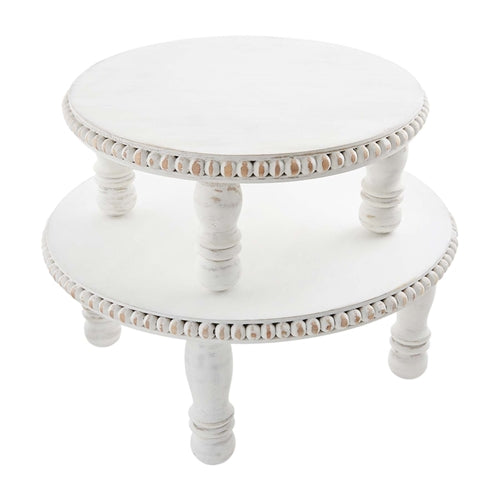 White Beaded Wood Pedestals-For the Home-Quinn's Mercantile