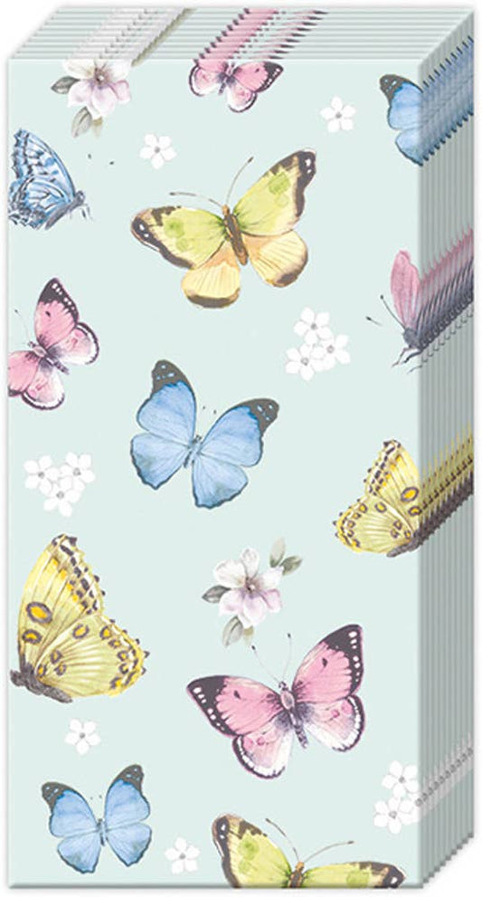 Butterflies Light Blue Pocket Tissues-Textiles > Home & Garden > Household Supplies > Household Paper Products > Facial Tissues-Quinn's Mercantile