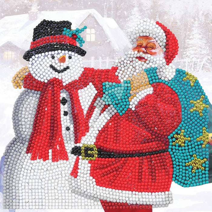 Crystal Art Card Kit: Santa and Snowman-Arts & Entertainment > Hobbies & Creative Arts > Arts & Crafts > Art & Craft Kits-Quinn's Mercantile