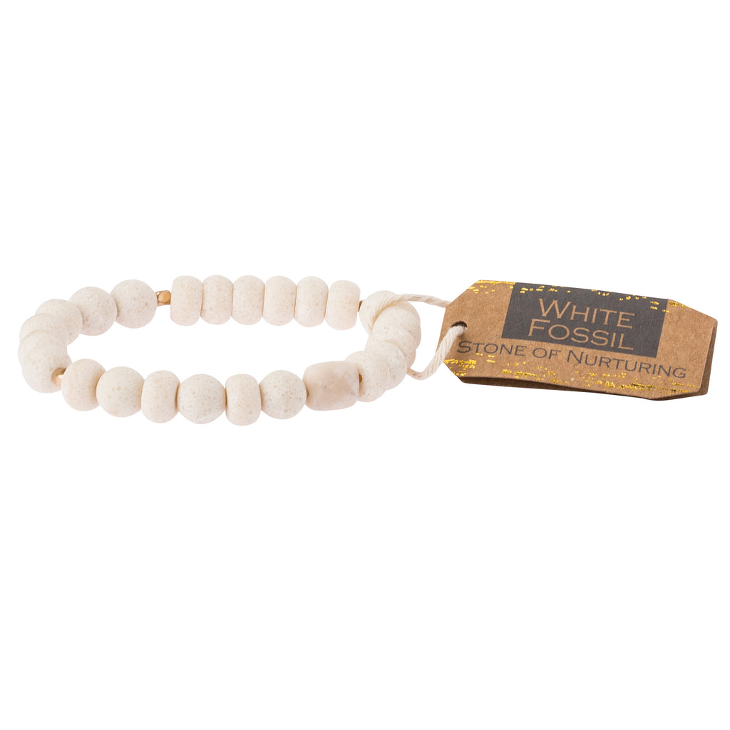 White Fossil Stone Bracelet-Apparel & Accessories > Jewelry > Bracelets-Quinn's Mercantile